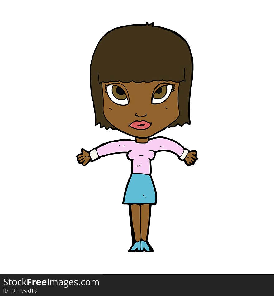 cartoon woman shrugging