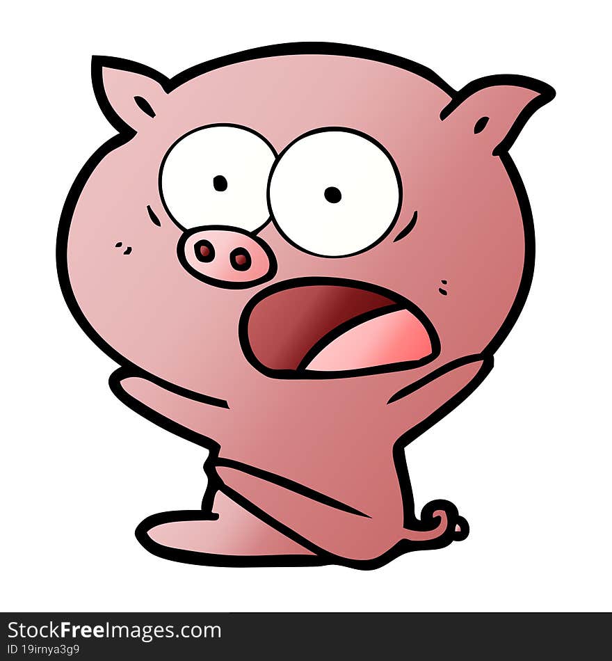 shocked cartoon pig sitting down. shocked cartoon pig sitting down