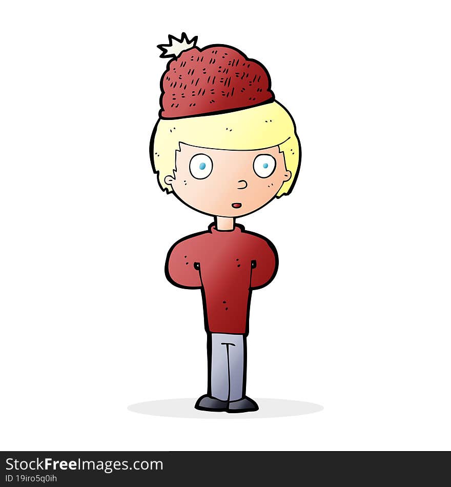 cartoon man wearing winter hat