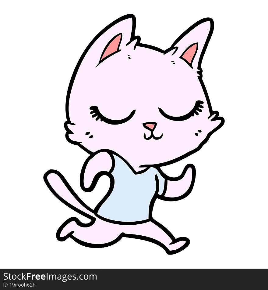 calm cartoon cat running. calm cartoon cat running