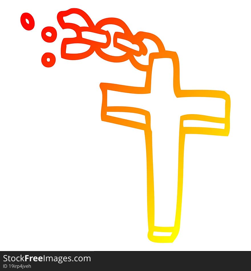 Warm Gradient Line Drawing Cartoon Silver Cross