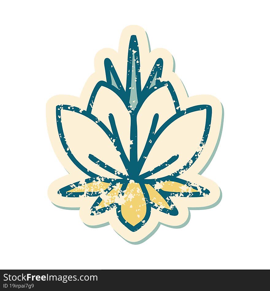 distressed sticker tattoo style icon of a water lily