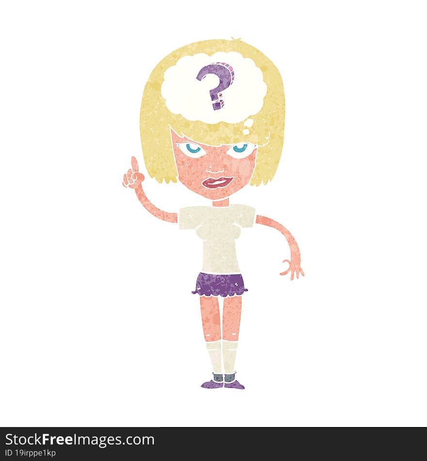 cartoon woman thinking