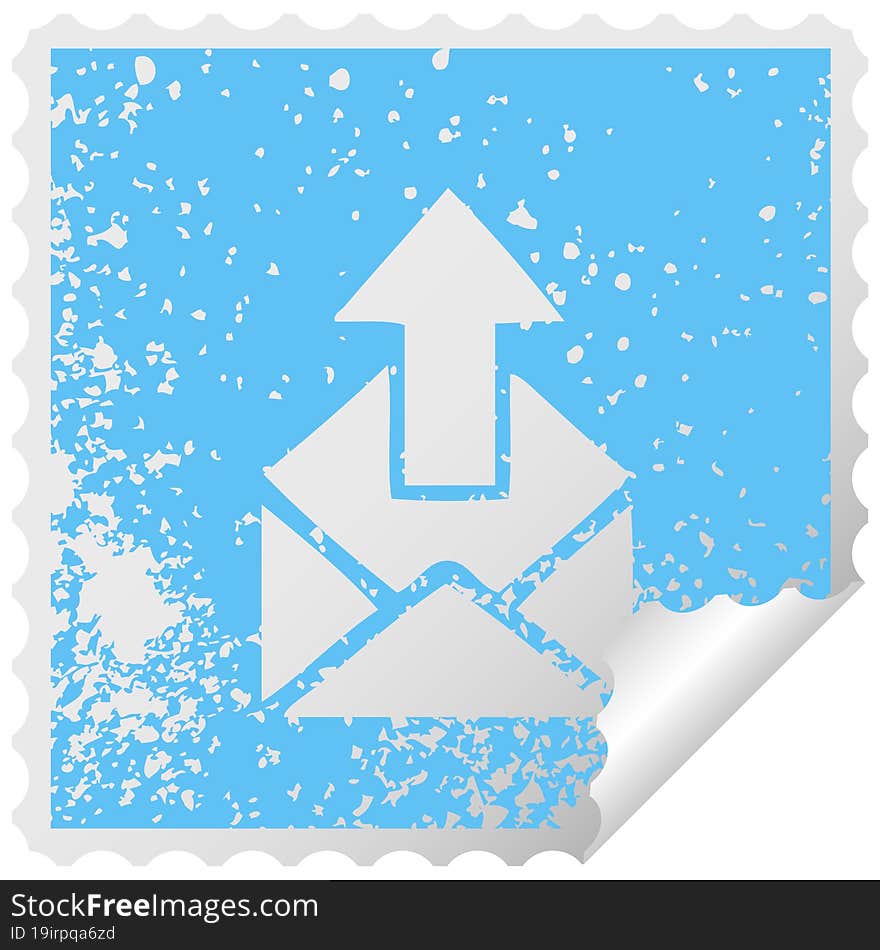 Distressed Square Peeling Sticker Symbol Email Sign