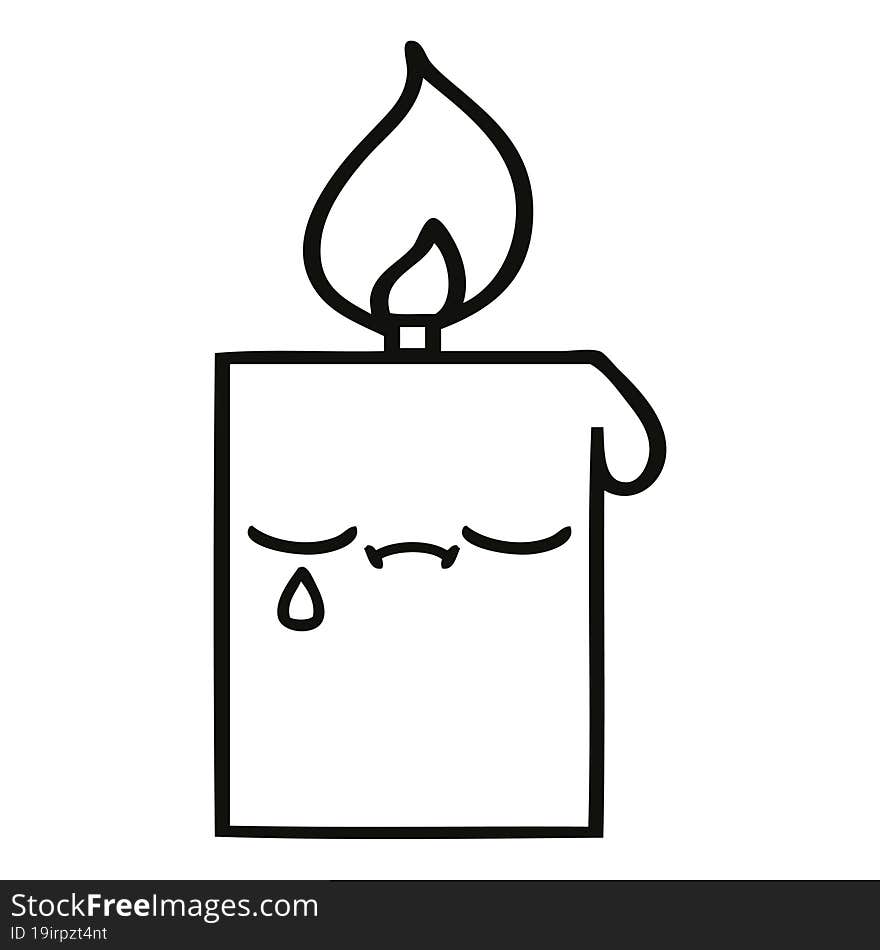 line drawing cartoon of a lit candle