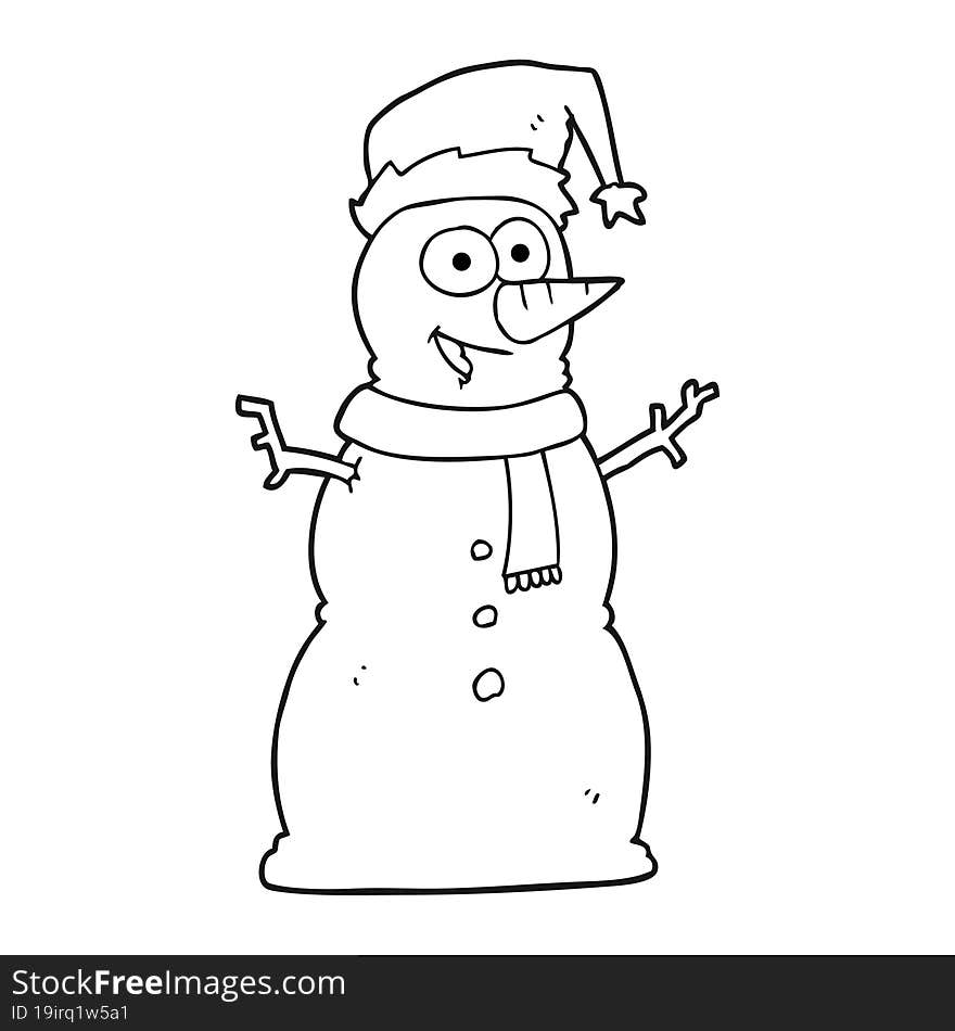 Black And White Cartoon Snowman