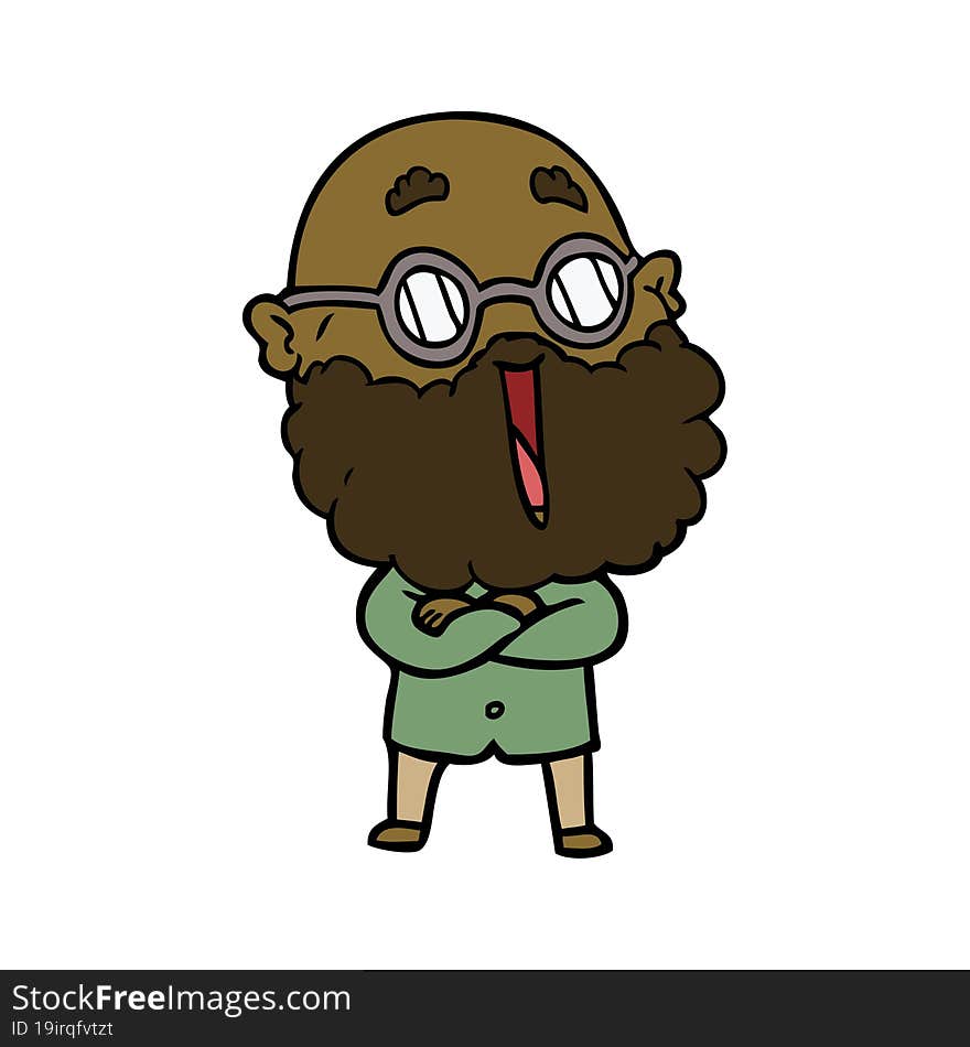 cartoon joyful man with beard. cartoon joyful man with beard