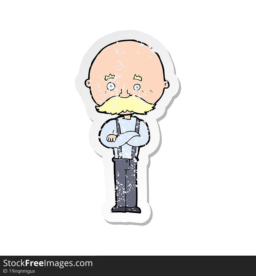 retro distressed sticker of a cartoon grandfather