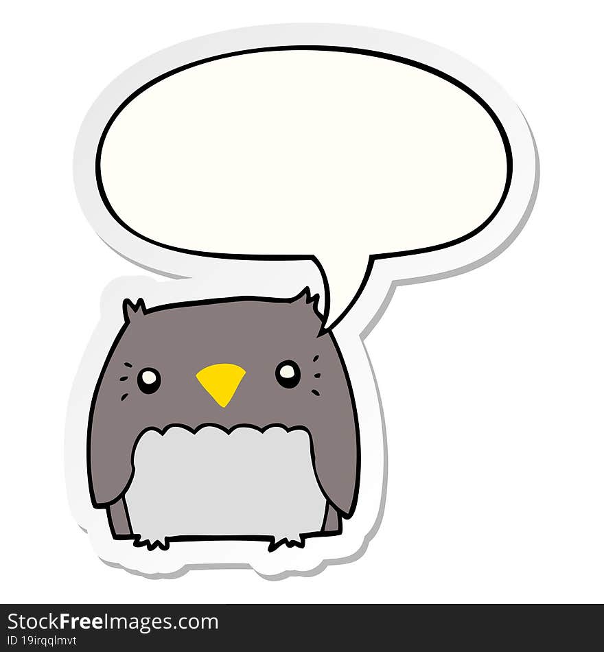 Cute Cartoon Owl And Speech Bubble Sticker