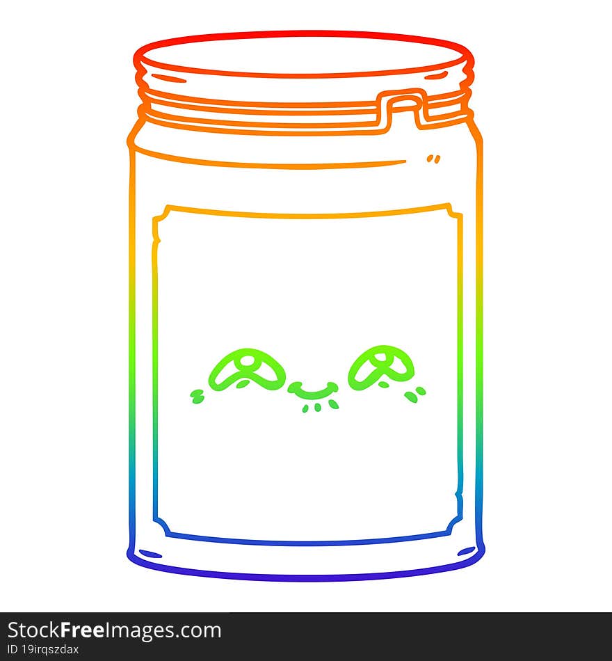 rainbow gradient line drawing of a cartoon glass jar