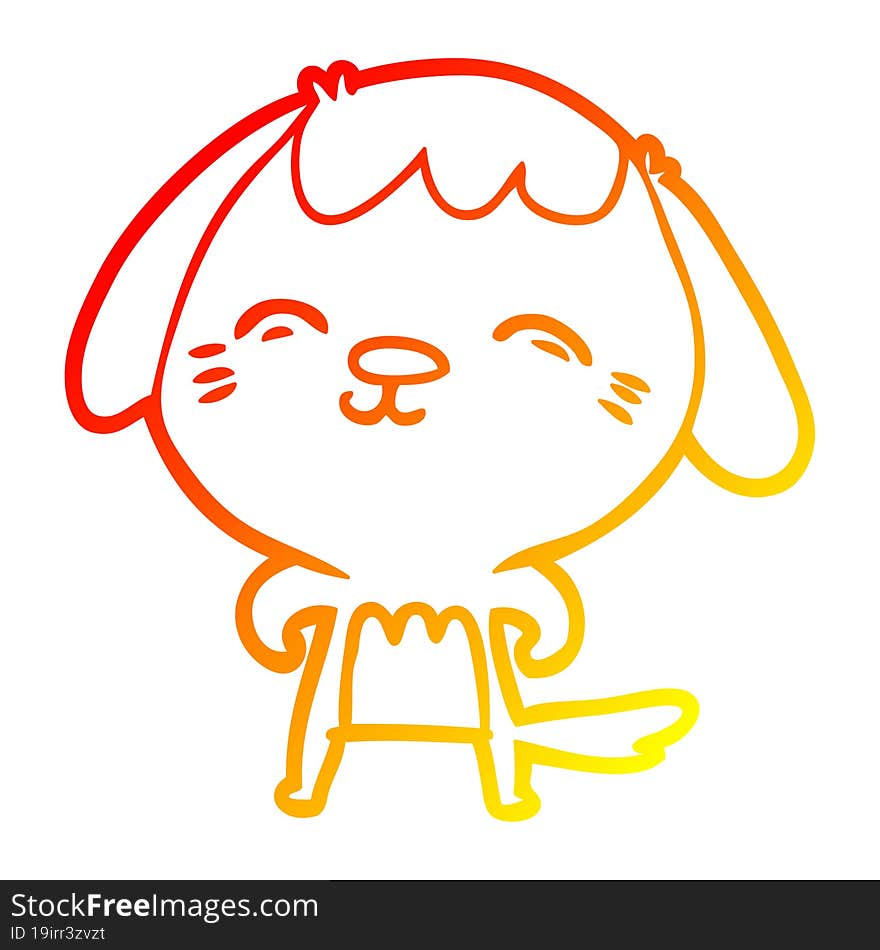 warm gradient line drawing happy cartoon dog