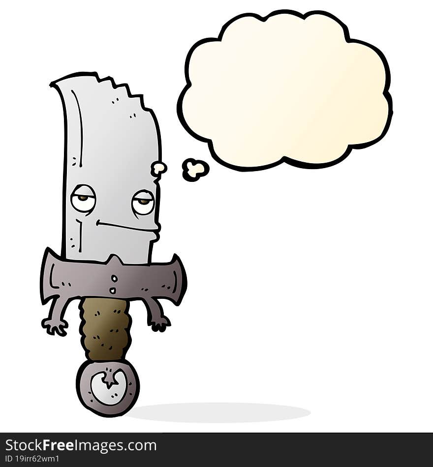 Knife Cartoon Character With Thought Bubble