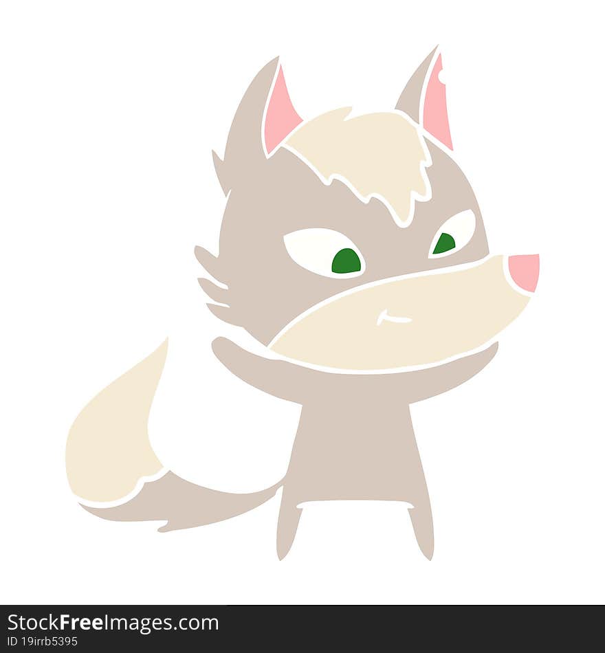 Friendly Flat Color Style Cartoon Wolf