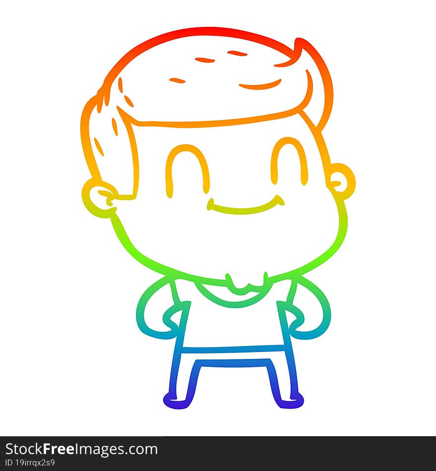 rainbow gradient line drawing of a cartoon friendly man