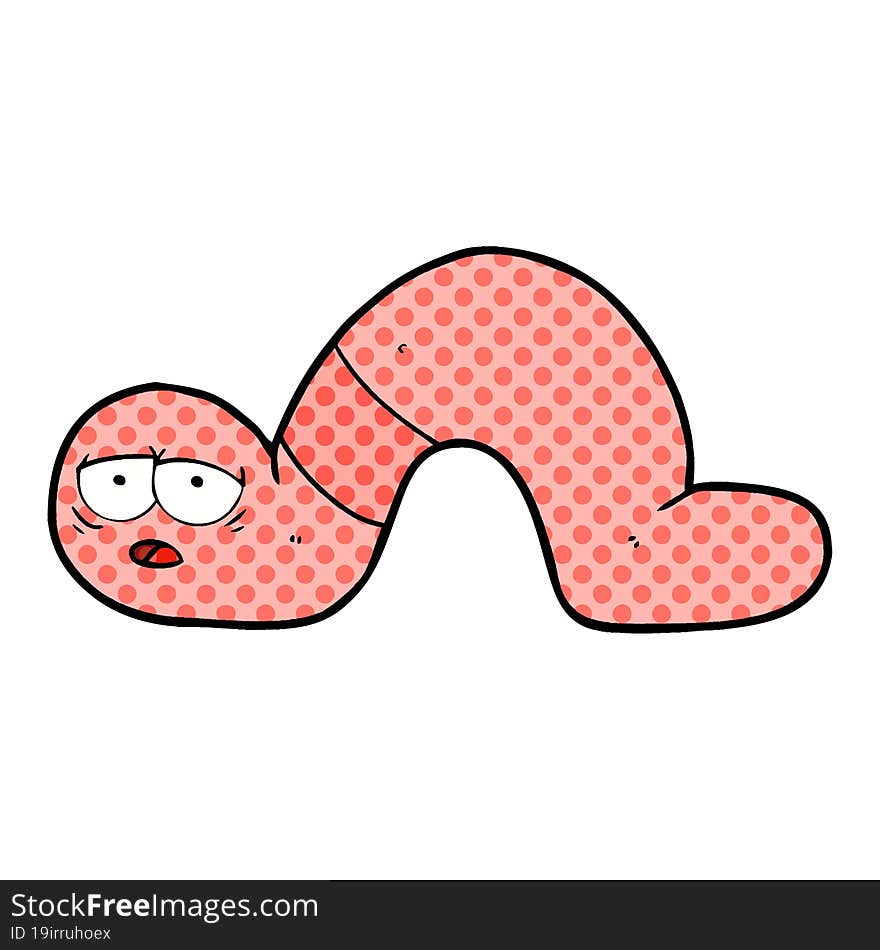 cartoon tired worm. cartoon tired worm