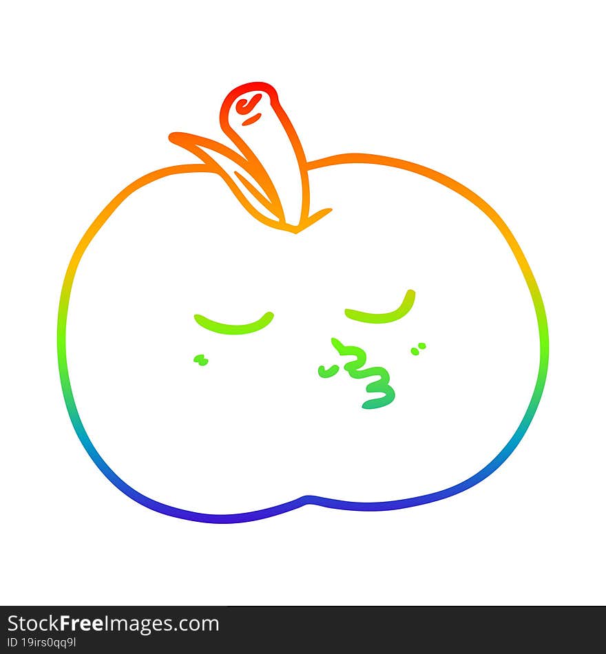 rainbow gradient line drawing of a cartoon high quality apple