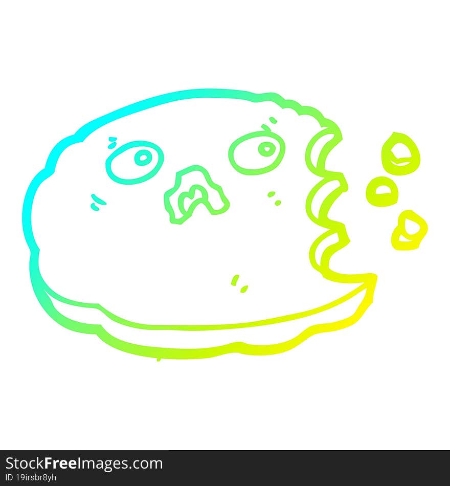 cold gradient line drawing cartoon cookie