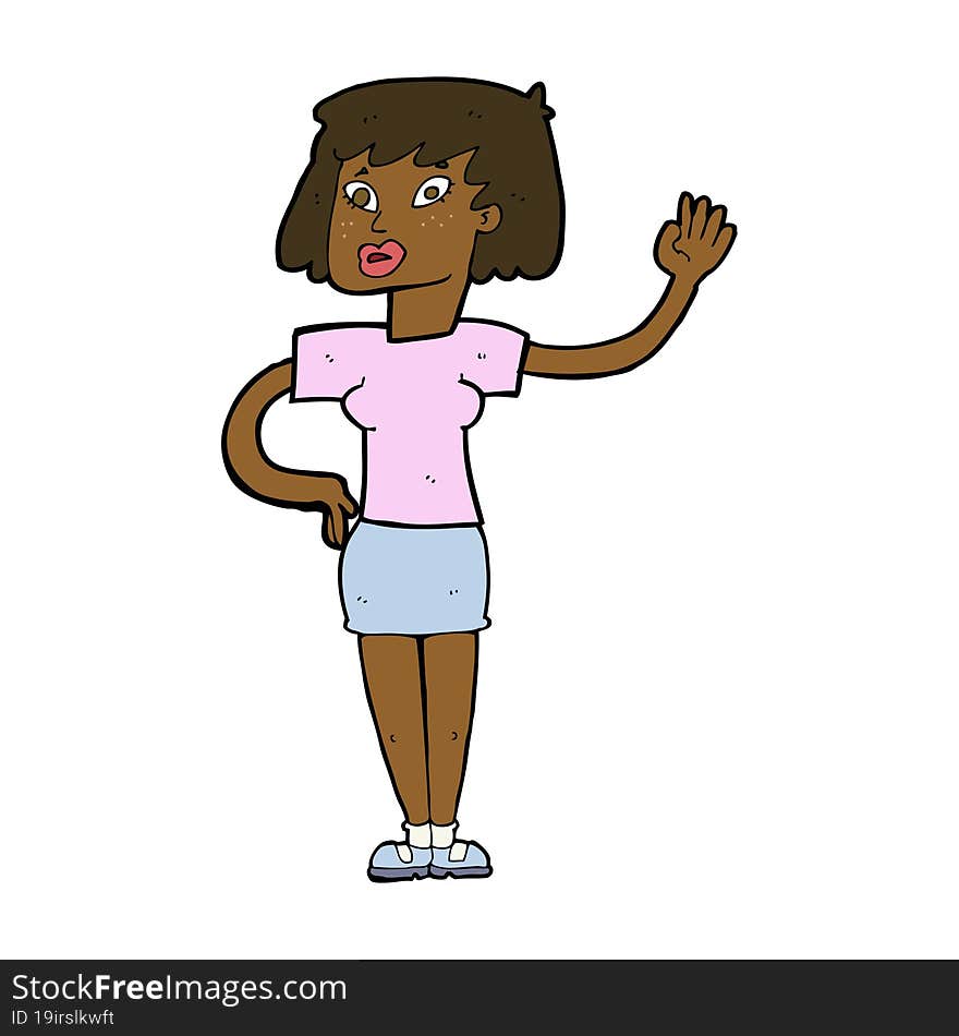 cartoon woman waving