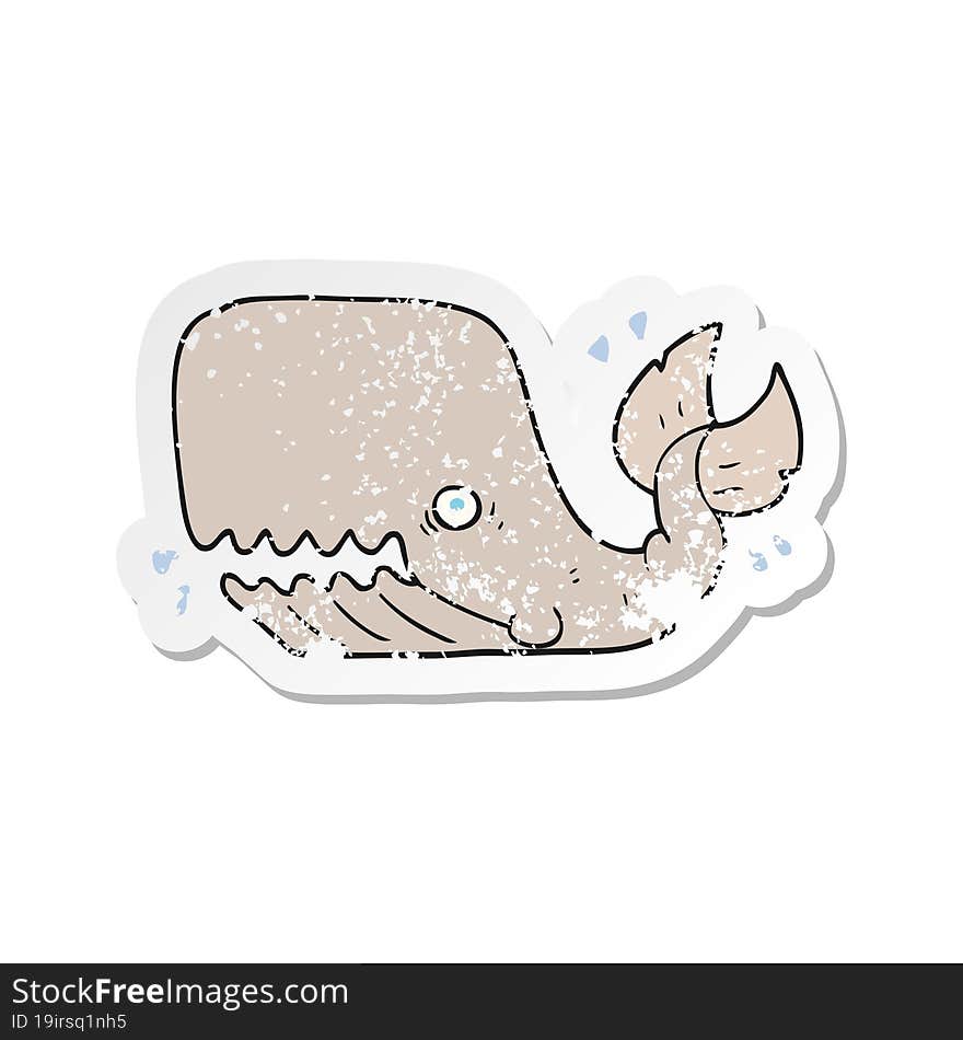 retro distressed sticker of a cartoon angry whale