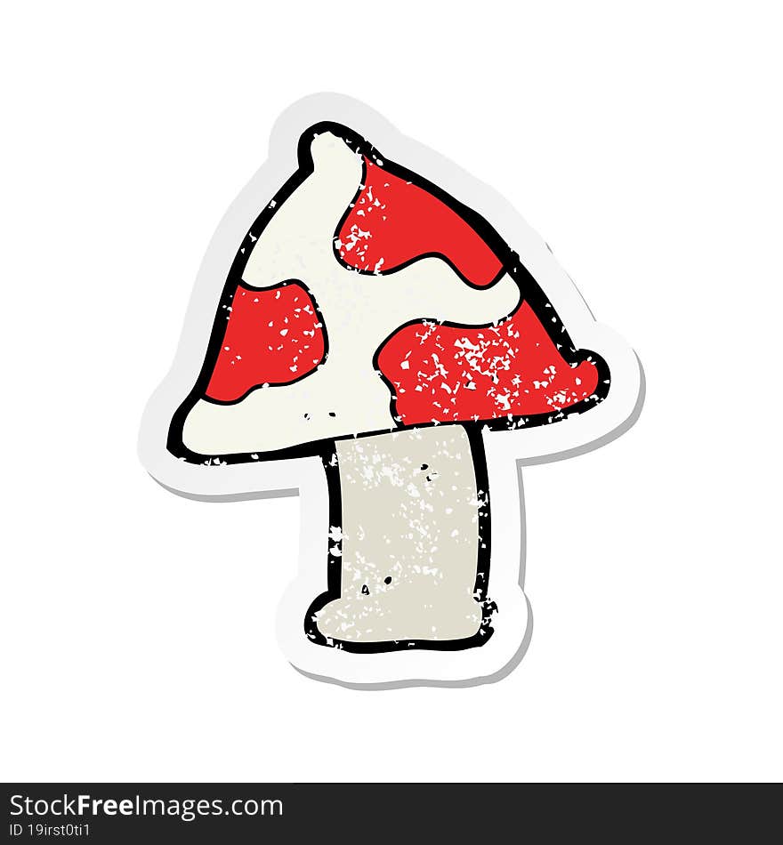 retro distressed sticker of a cartoon toadstool