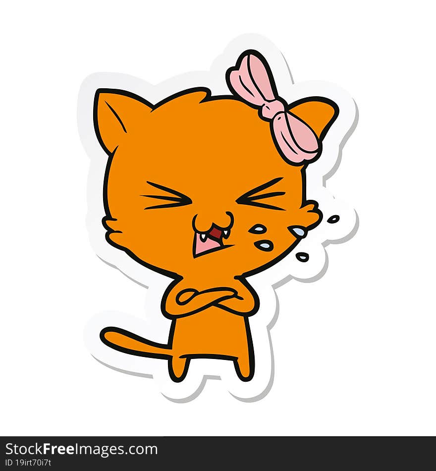 Sticker Of A Cartoon Cat