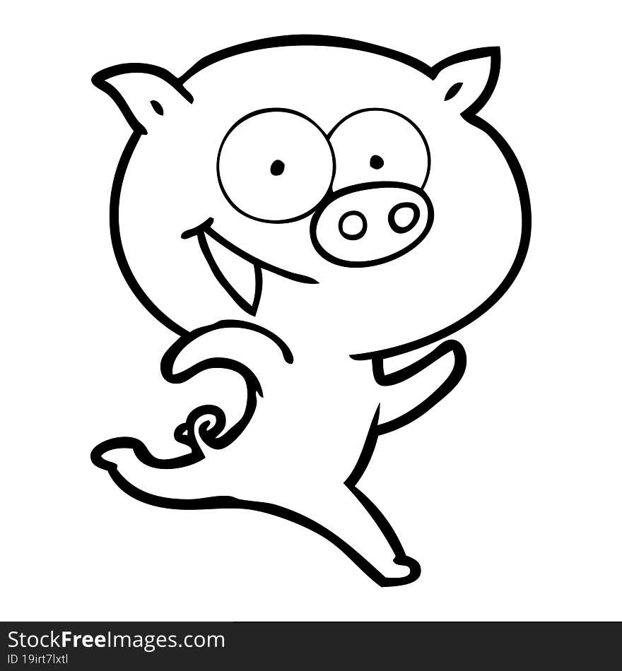 cheerful running pig cartoon. cheerful running pig cartoon