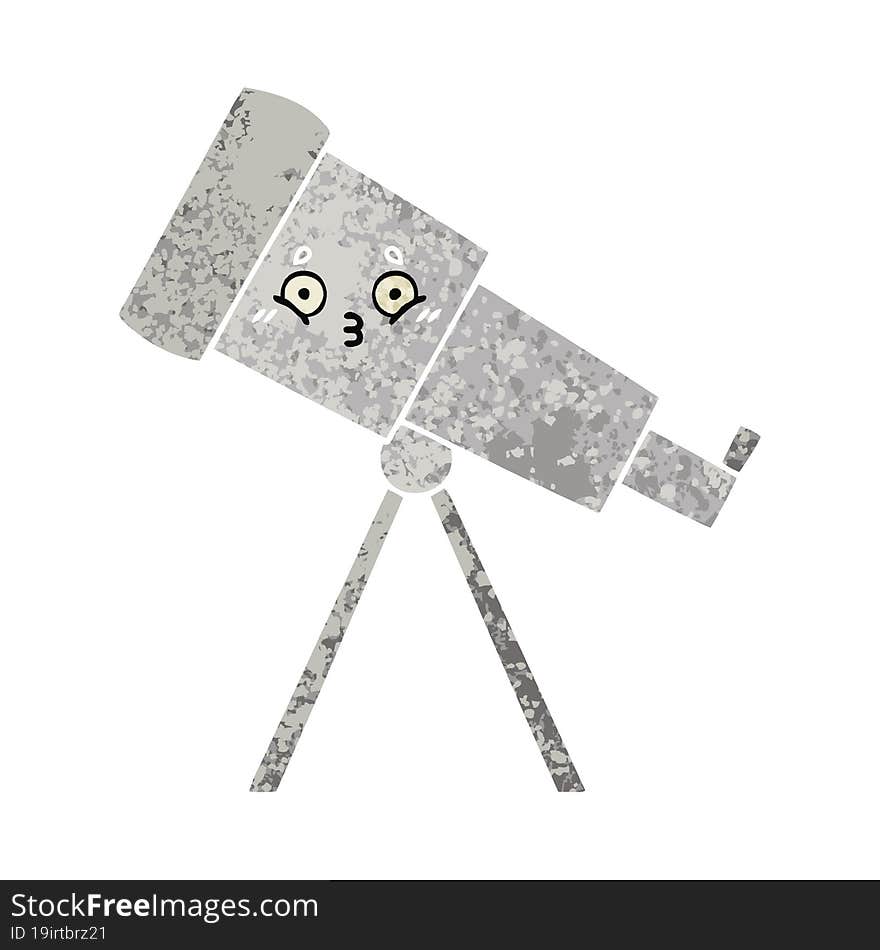 Retro Illustration Style Cartoon Telescope