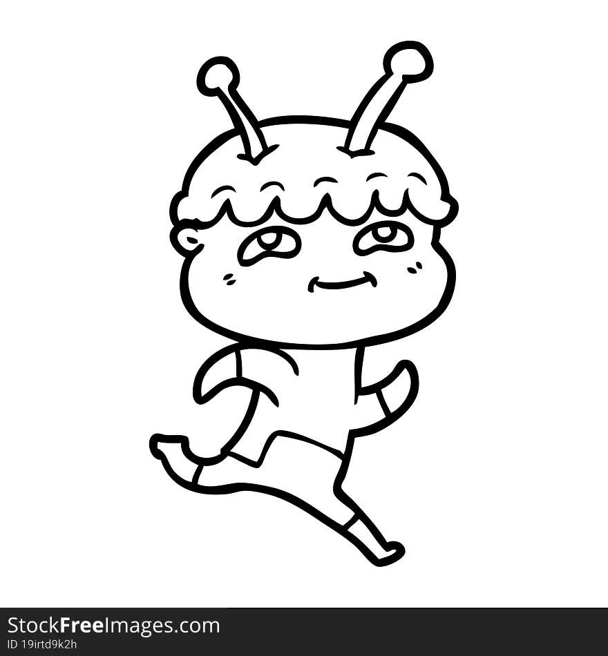 friendly cartoon spaceman running. friendly cartoon spaceman running