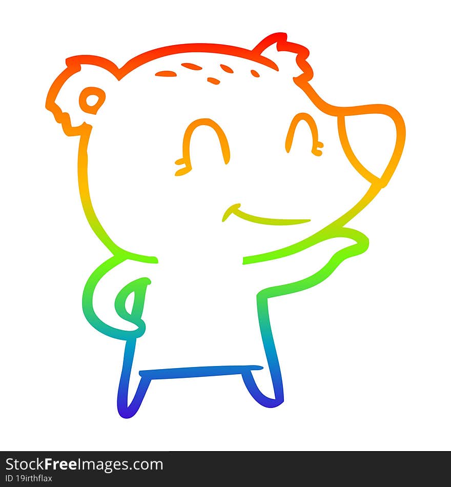 rainbow gradient line drawing friendly bear cartoon