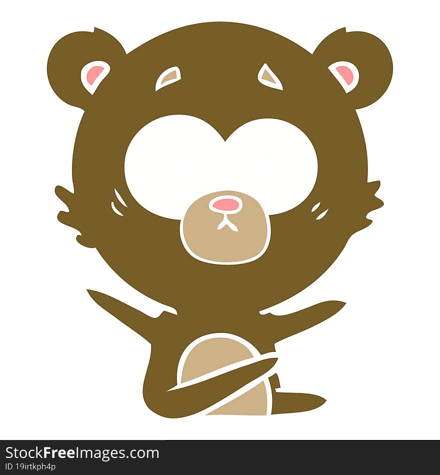 surprised bear flat color style cartoon