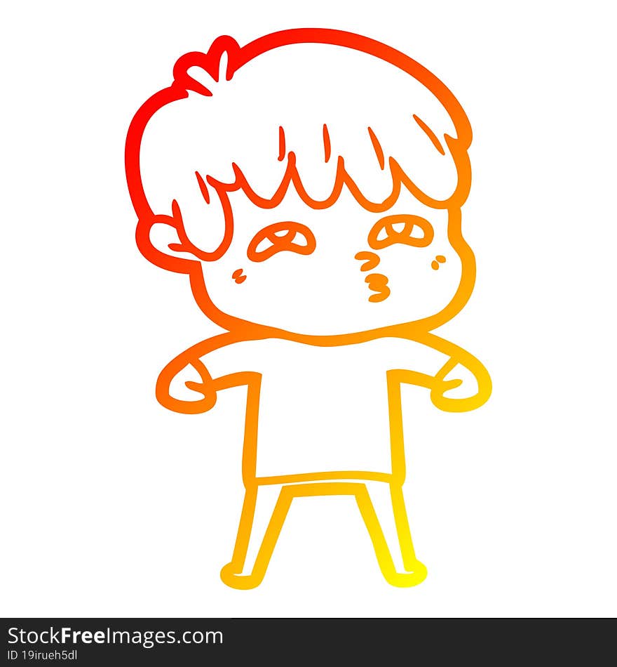 warm gradient line drawing cartoon curious man