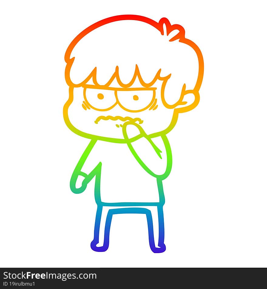 rainbow gradient line drawing annoyed cartoon boy