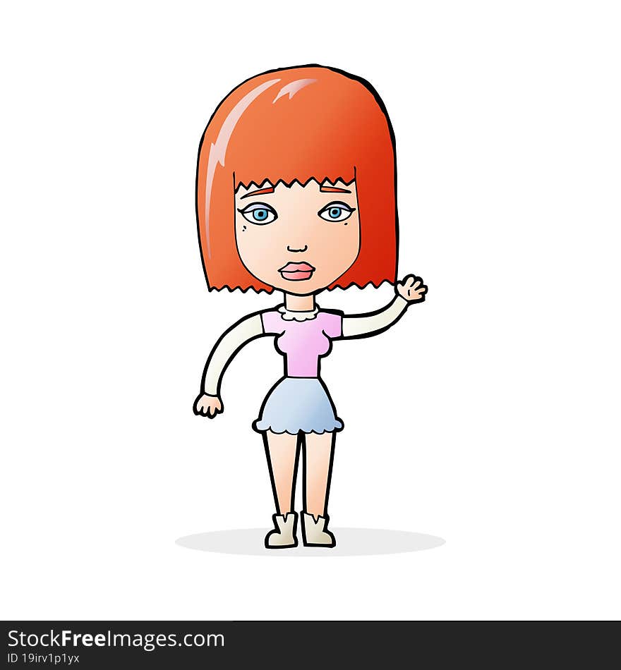 Cartoon Waving Woman