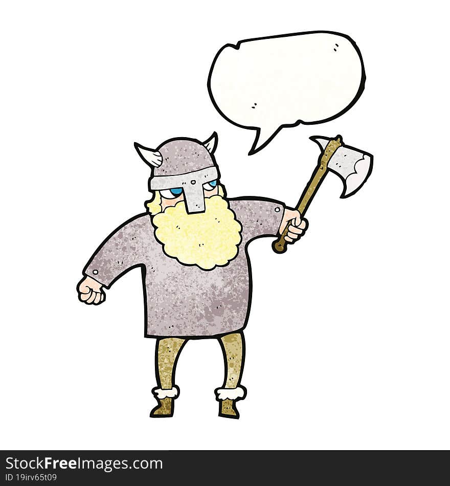 freehand speech bubble textured cartoon viking warrior