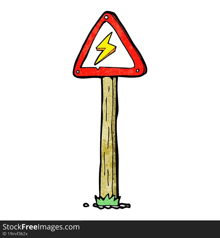 cartoon electrical warning sign