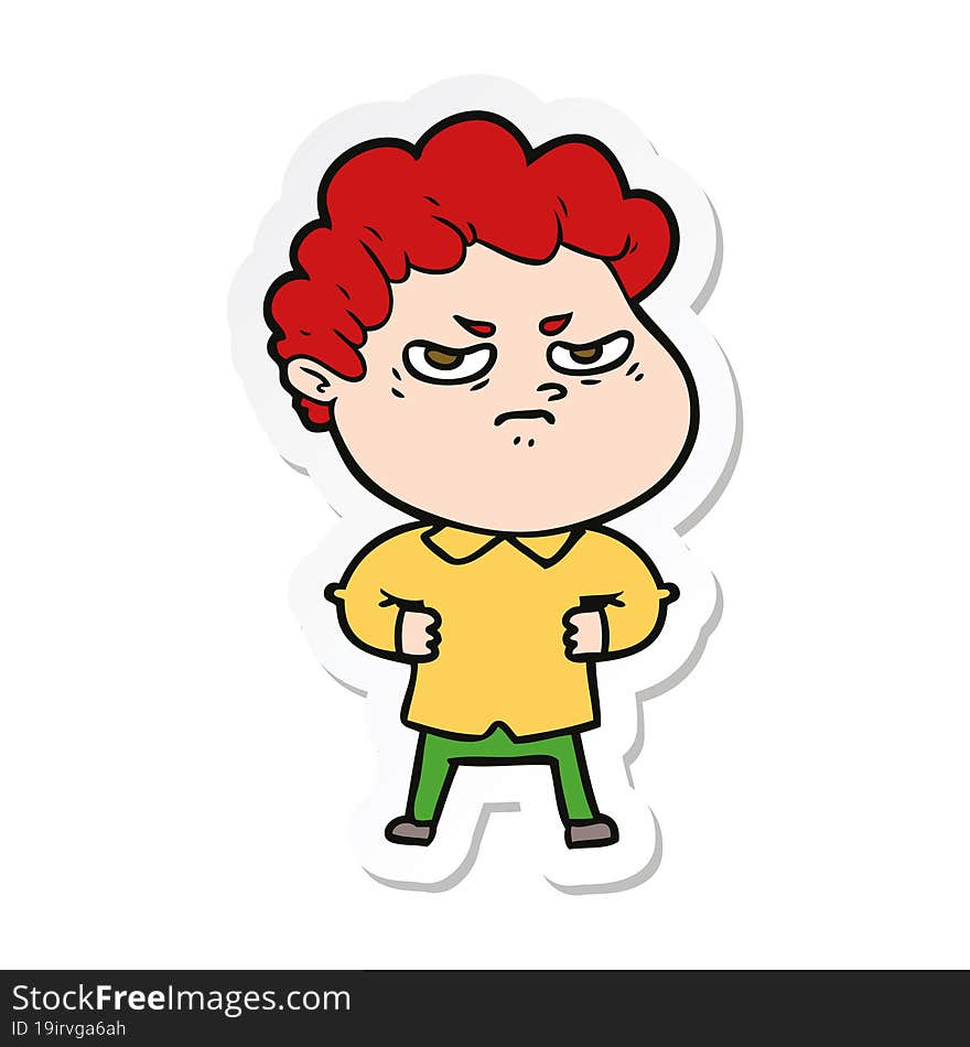 sticker of a cartoon angry man