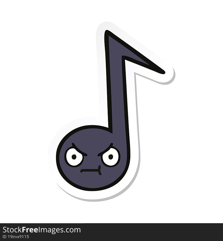 sticker of a cute cartoon musical note