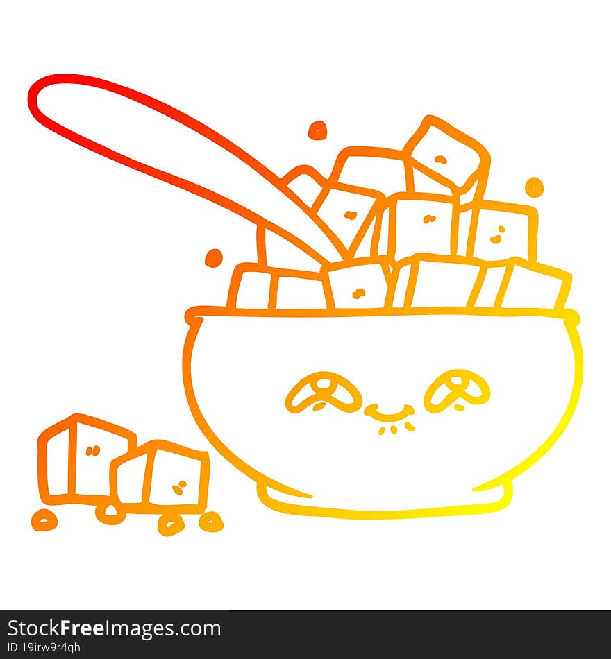 warm gradient line drawing cartoon sugar bowl