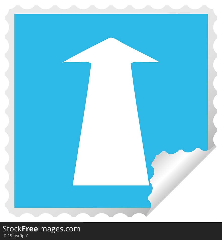 Quirky Square Peeling Sticker Cartoon Arrow