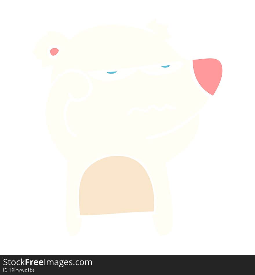 angry bear polar flat color style cartoon