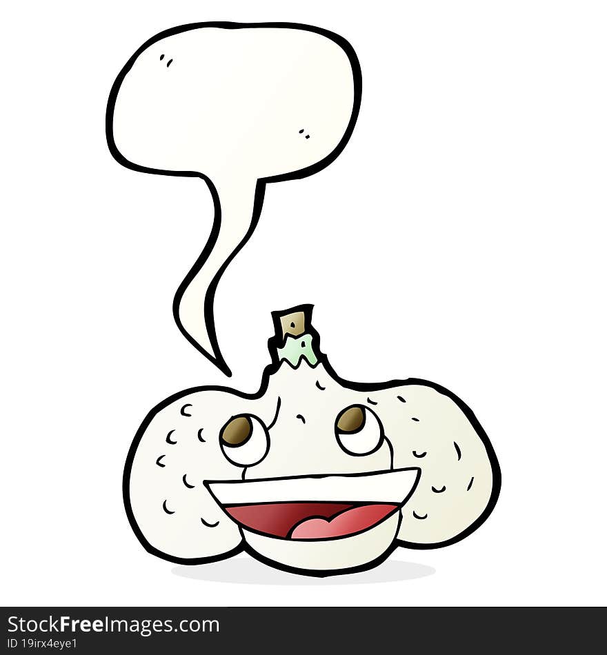 cartoon garlic with speech bubble