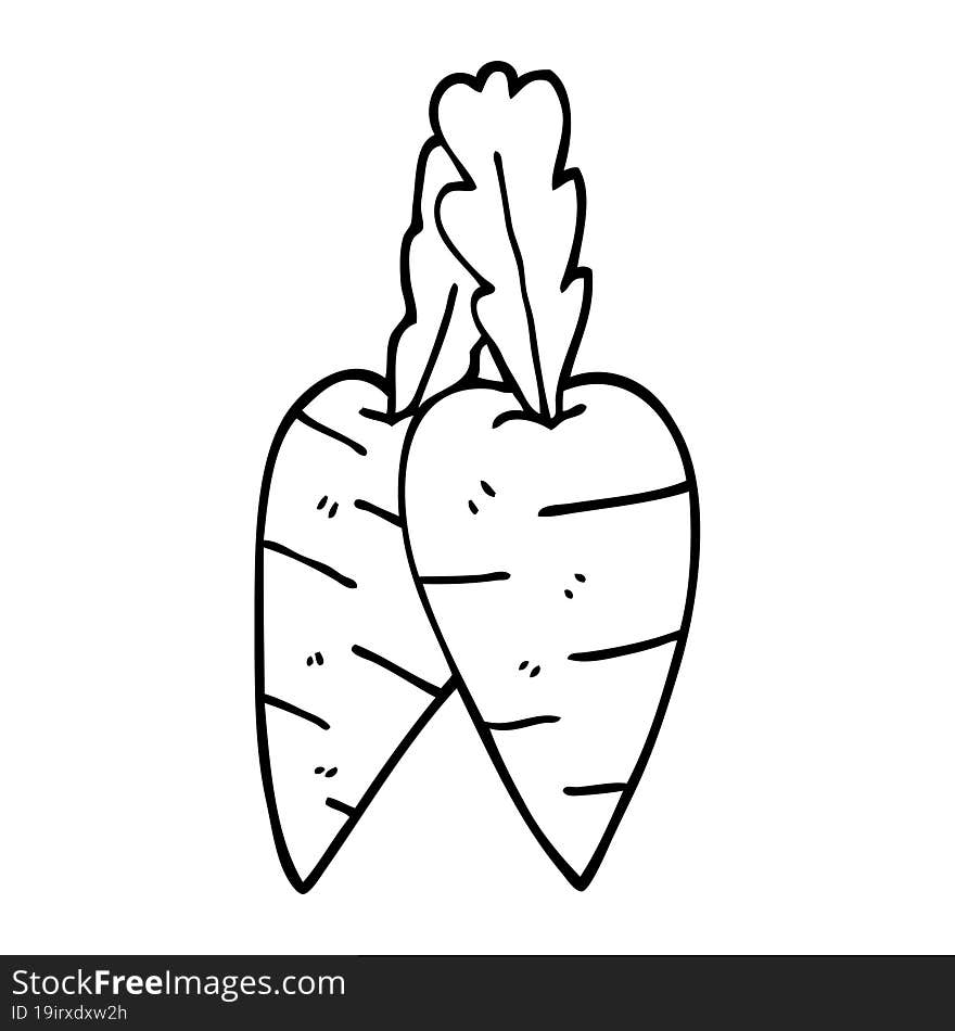 line drawing cartoon organic carrots