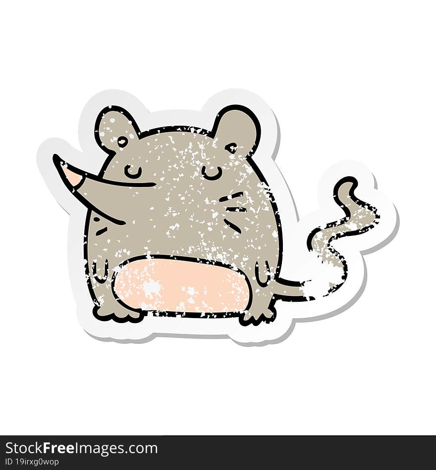 distressed sticker of a cartoon mouse