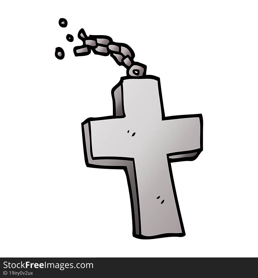 Cartoon Doodle Silver Cross