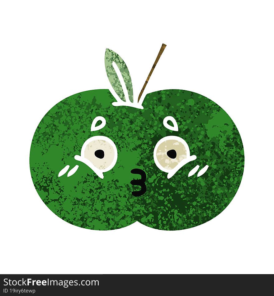 retro illustration style cartoon juicy apple