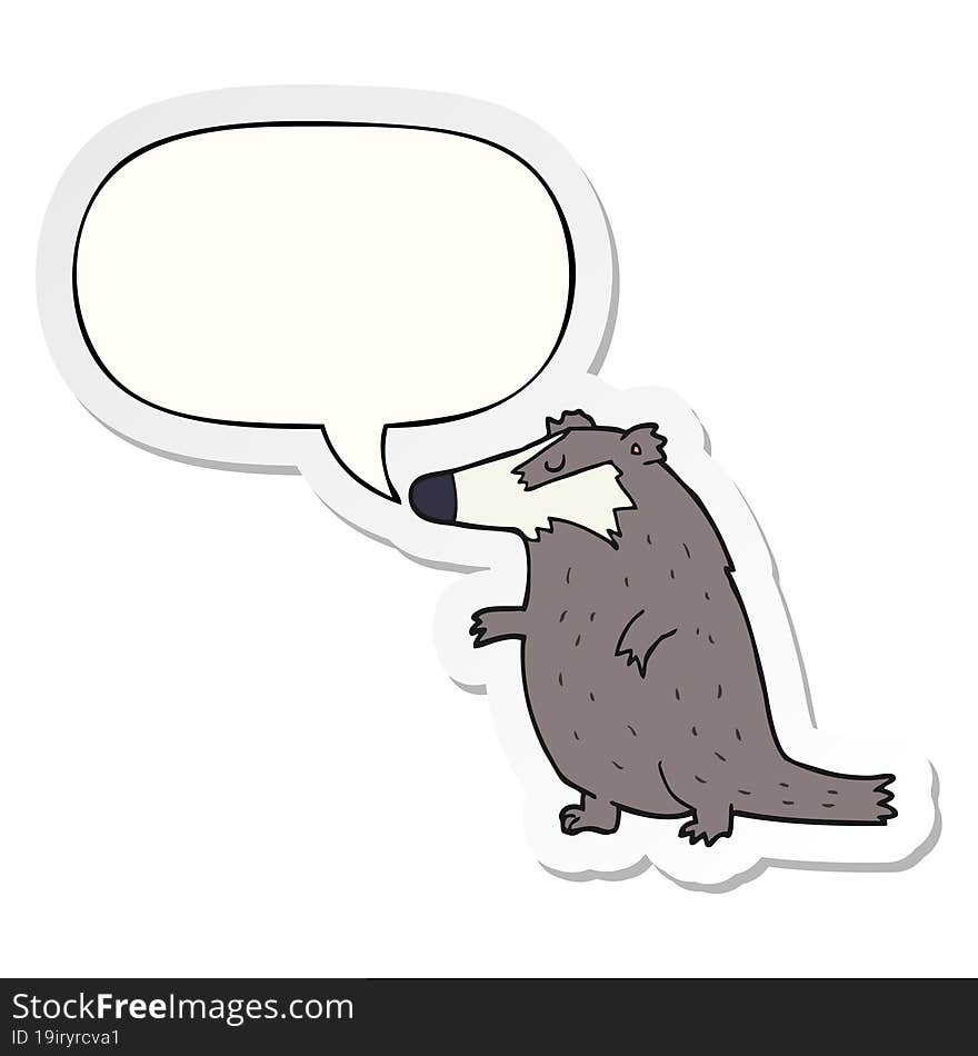 cartoon badger and speech bubble sticker