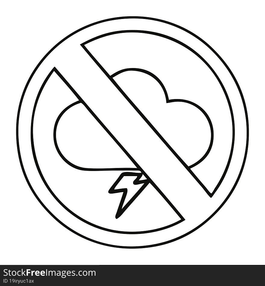 Line Drawing Cartoon Weather Warning Sign