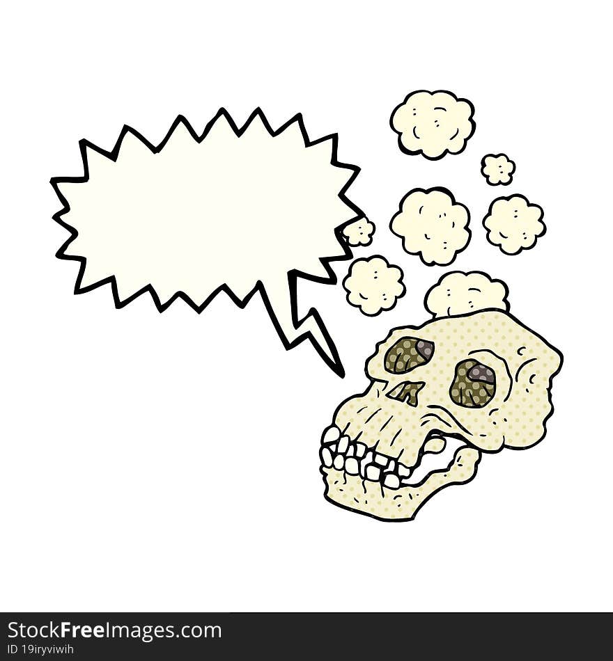 freehand drawn comic book speech bubble cartoon ancient skull