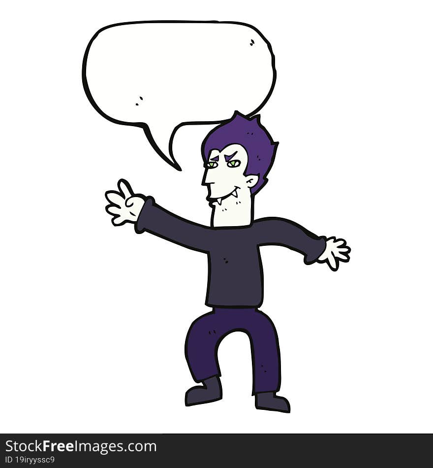 Cartoon Vampire Man With Speech Bubble