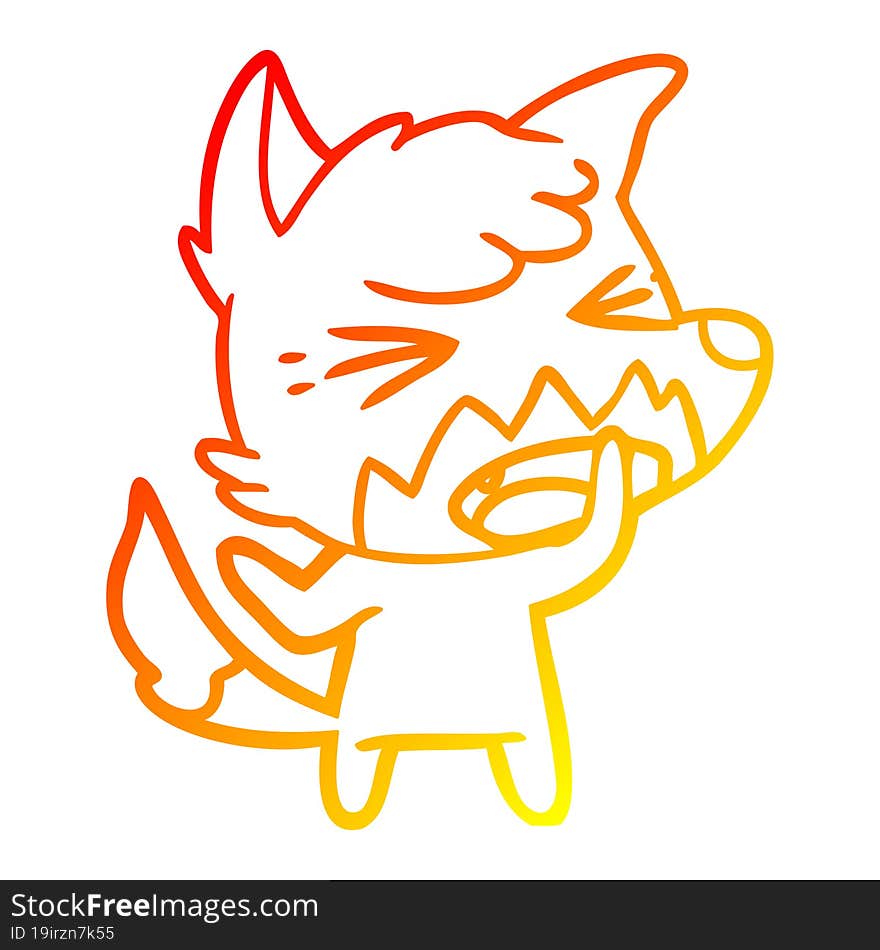 warm gradient line drawing angry cartoon fox